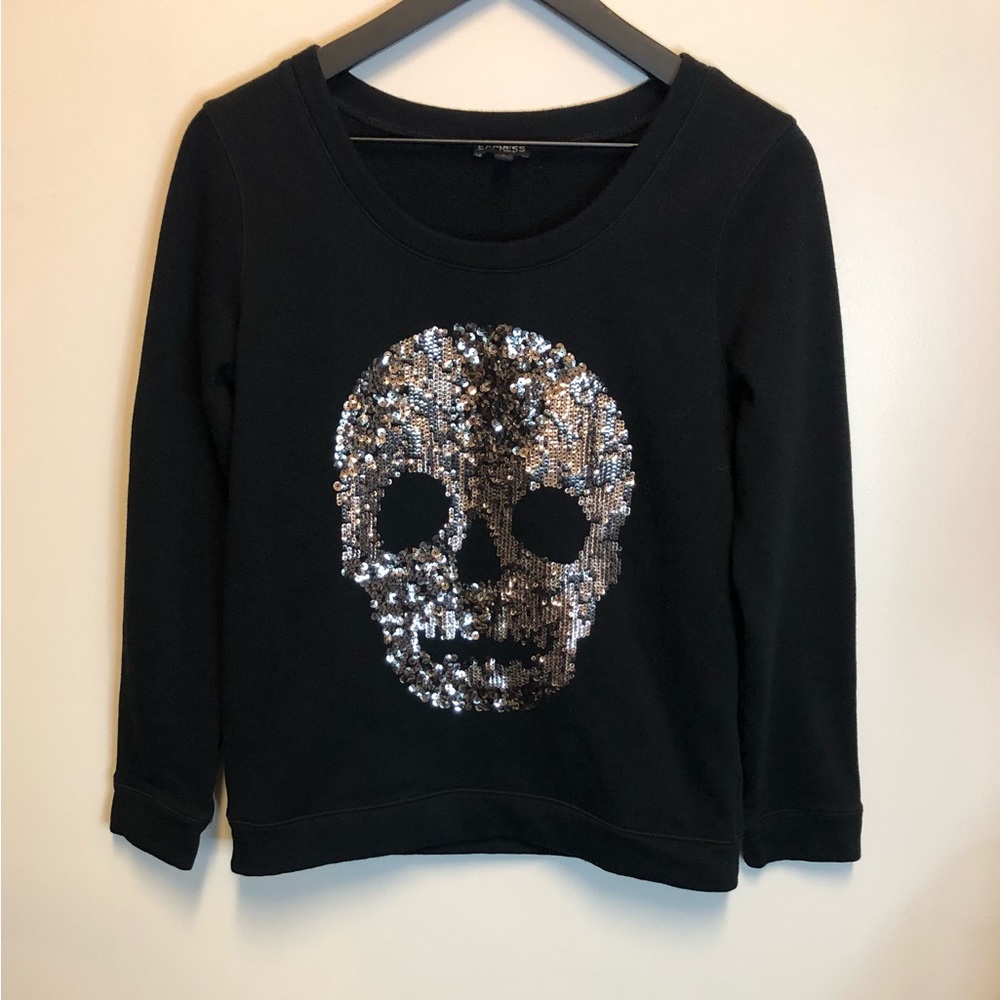 Express Sequin Skull Sweatshirt
